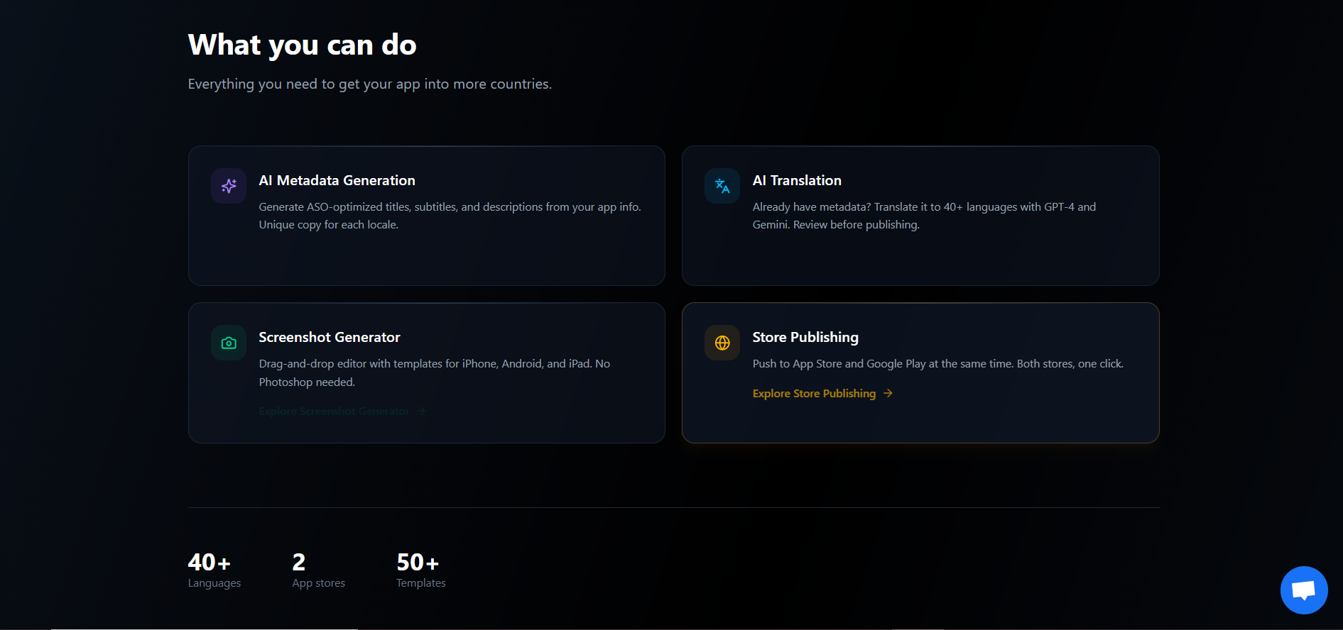 AppDrift Features - AI localization, screenshot generator, batch updates