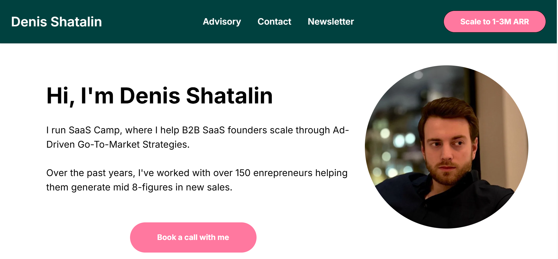 Denis Shatalin Homepage - Ad-driven GTM strategy for B2B SaaS founders