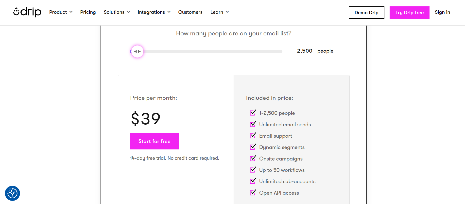 Drip pricing information