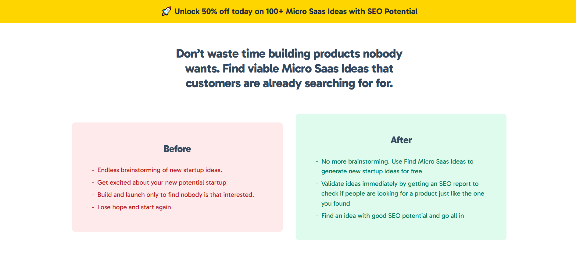 Find Micro Saas Ideas Features - Niche-specific AI generation, SEO validation, and trend analysis
