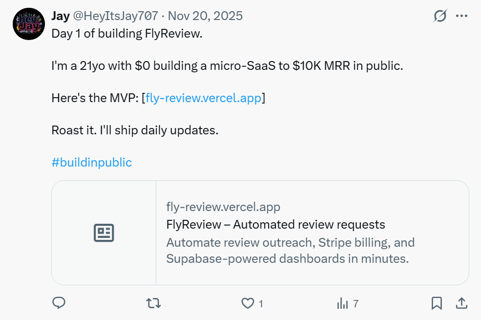 Fly-Review Founder - Emerging indie tool built by developers
