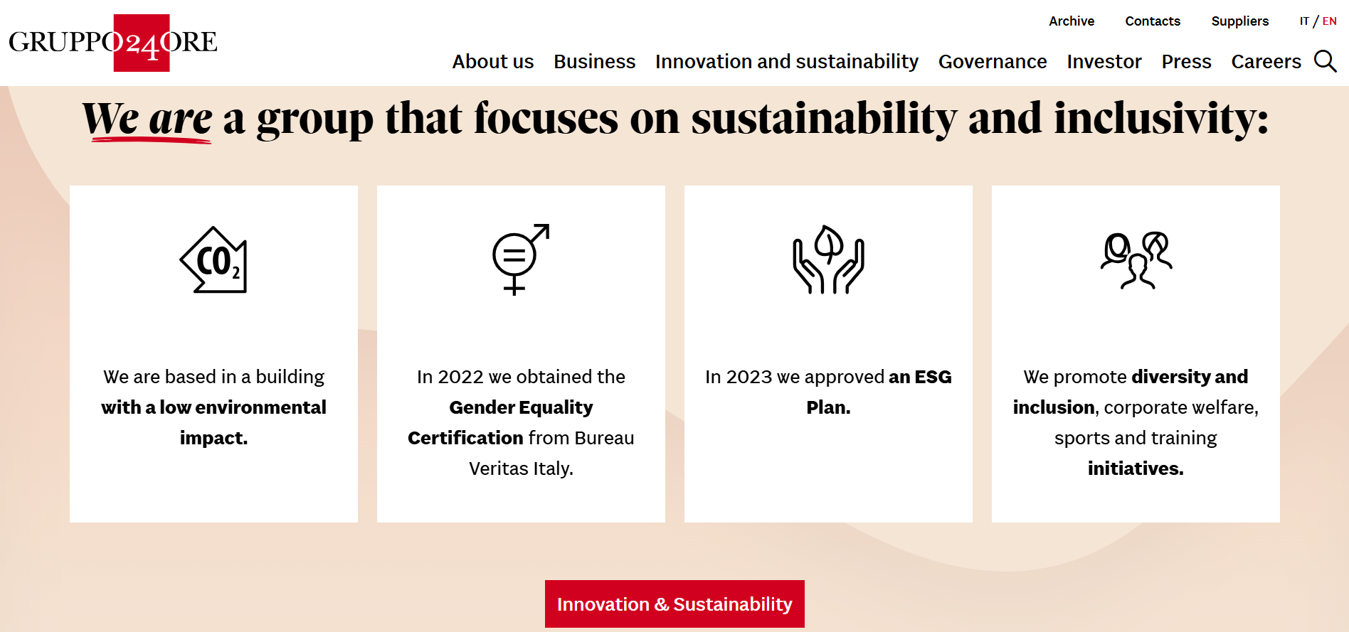 Gruppo 24 Ore Features - Integrated information system, multi-platform access, and reliability