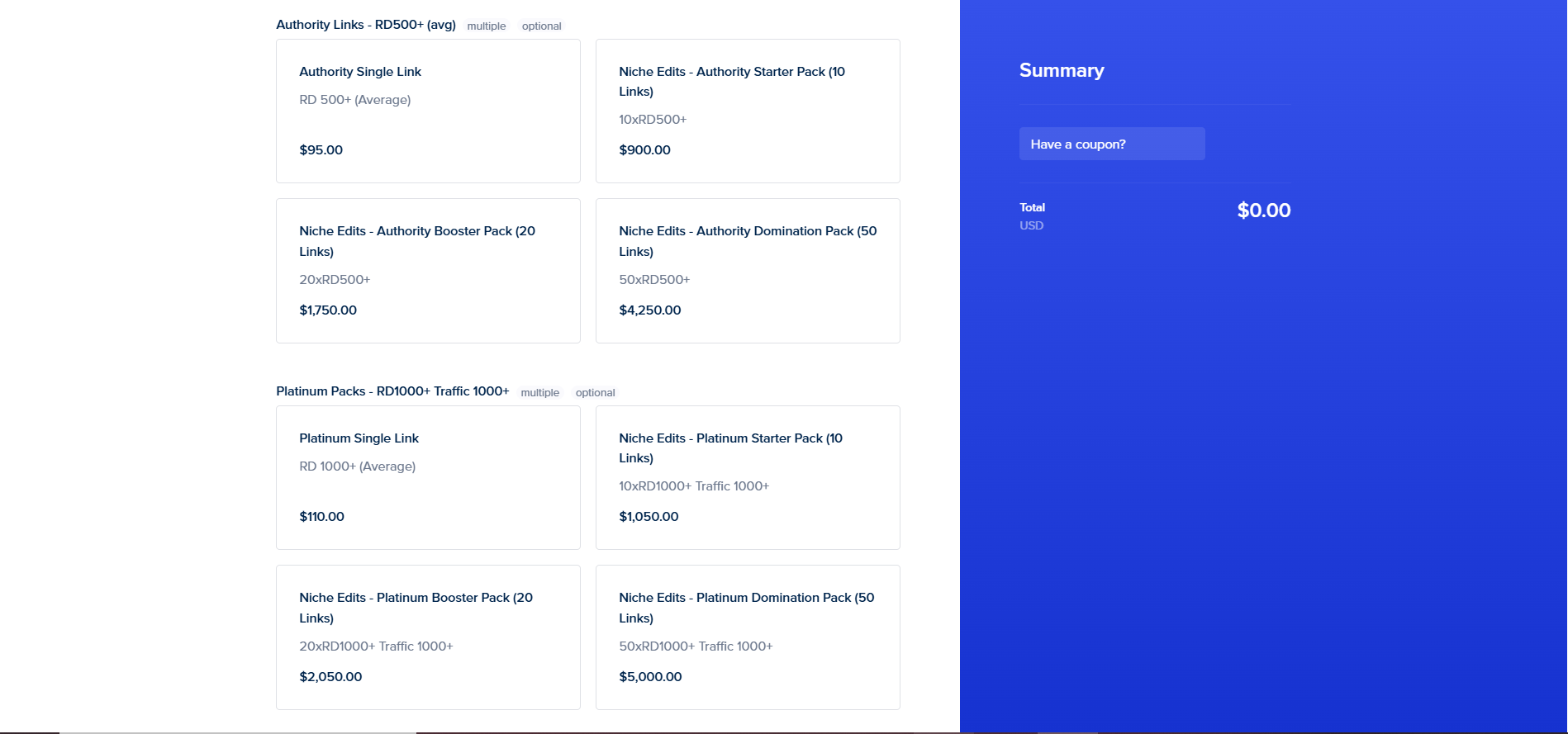 Indexsy Pricing - Niche edit packages and managed SEO pricing information