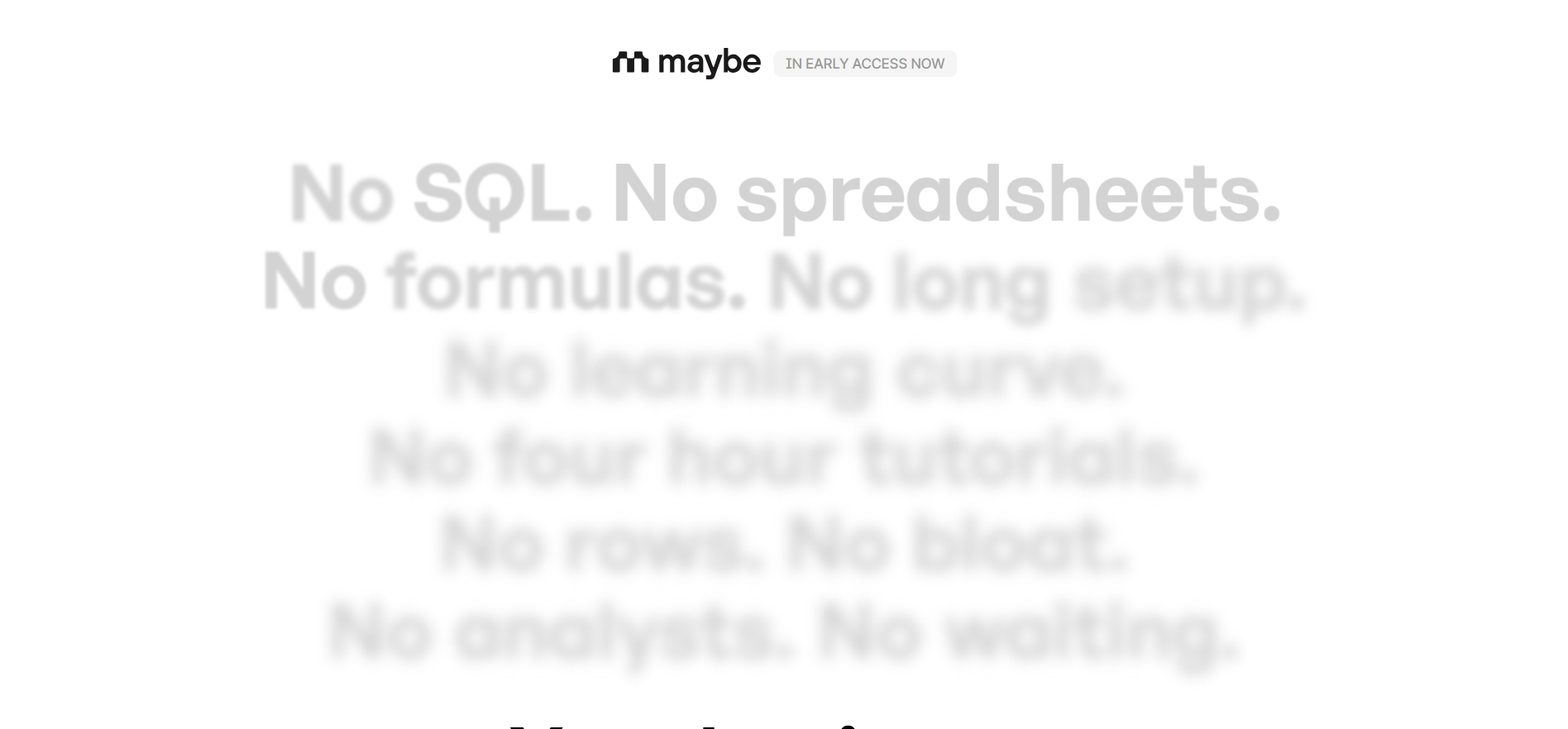 Maybe Homepage - No-code financial modeling tool for modern founders