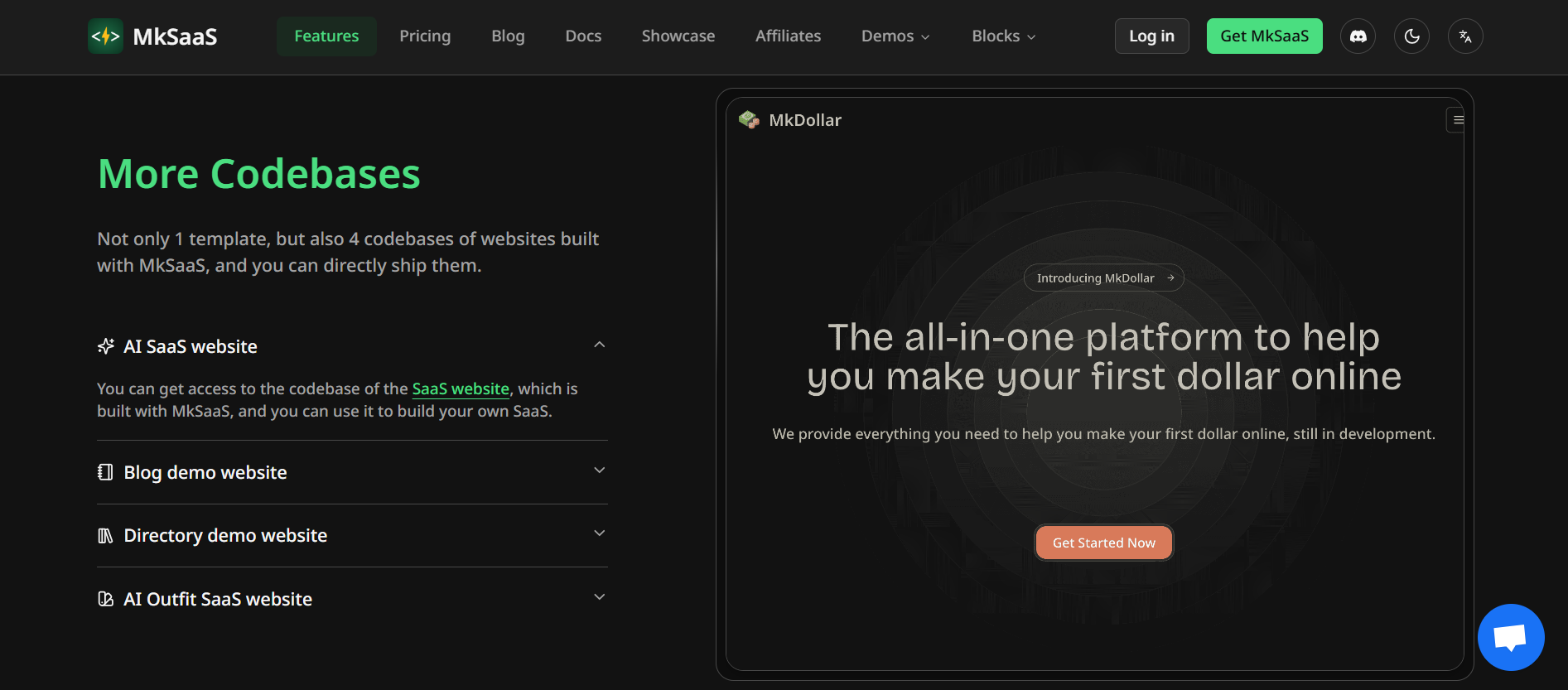 MkSaaS key features overview