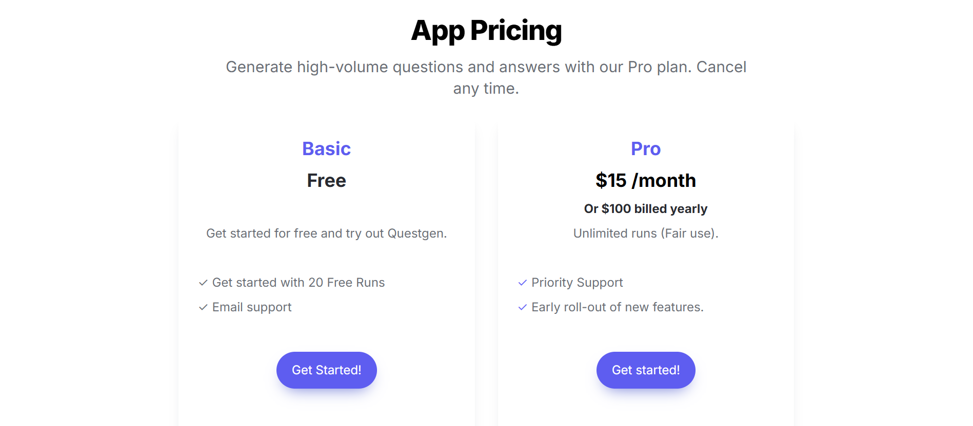 Questgen Pricing