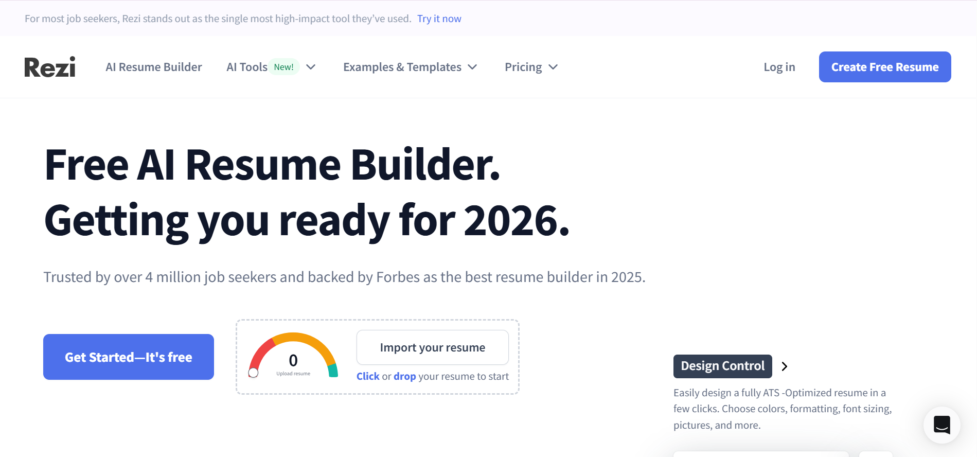Rezi Homepage - ATS-proof resume builder for modern job seekers