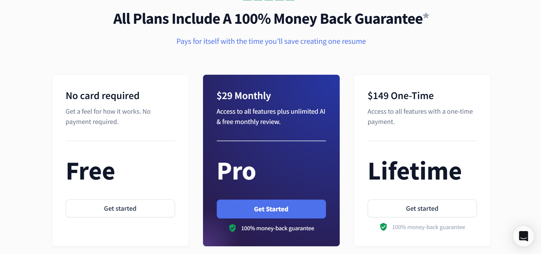 Rezi Pricing - Free, Pro, and Lifetime plans
