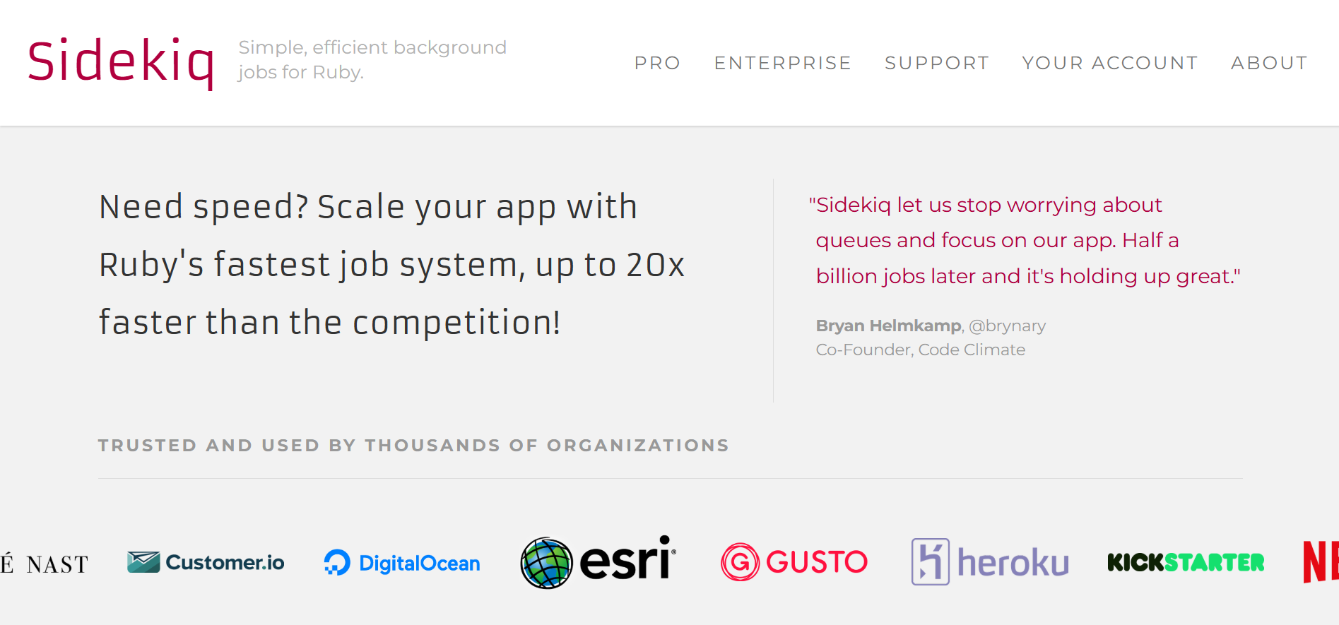 Sidekiq Homepage - Ruby background processing framework
