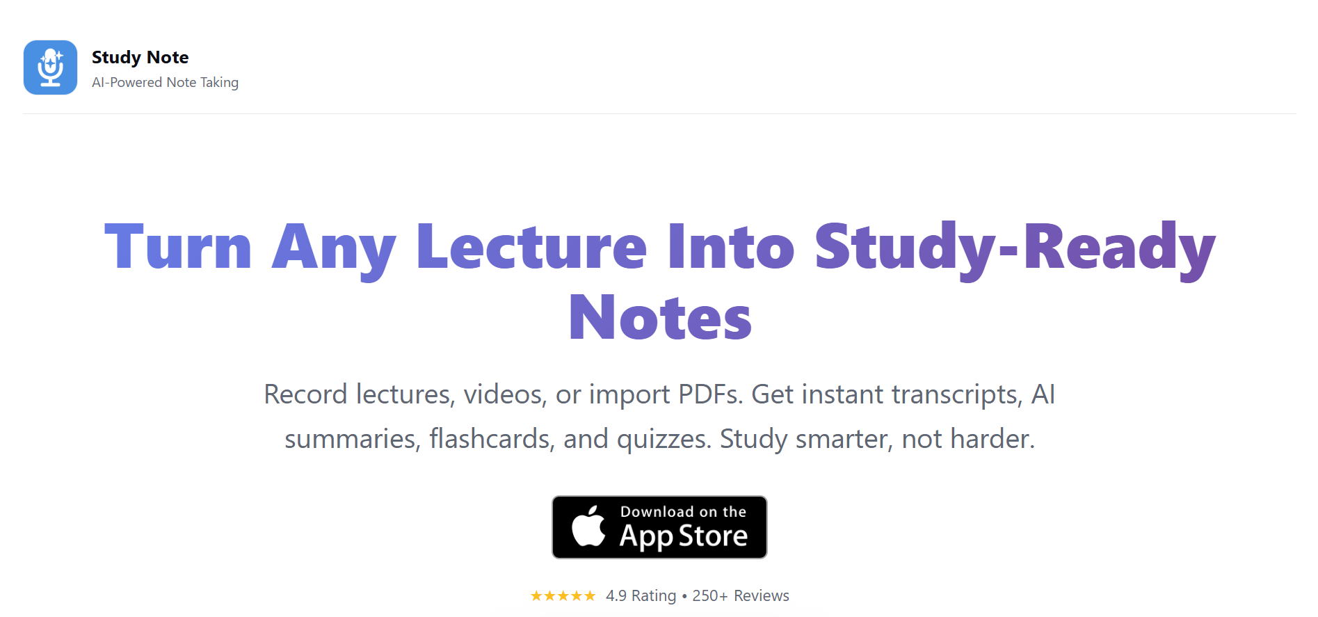Studynote Homepage - AI note taker for students