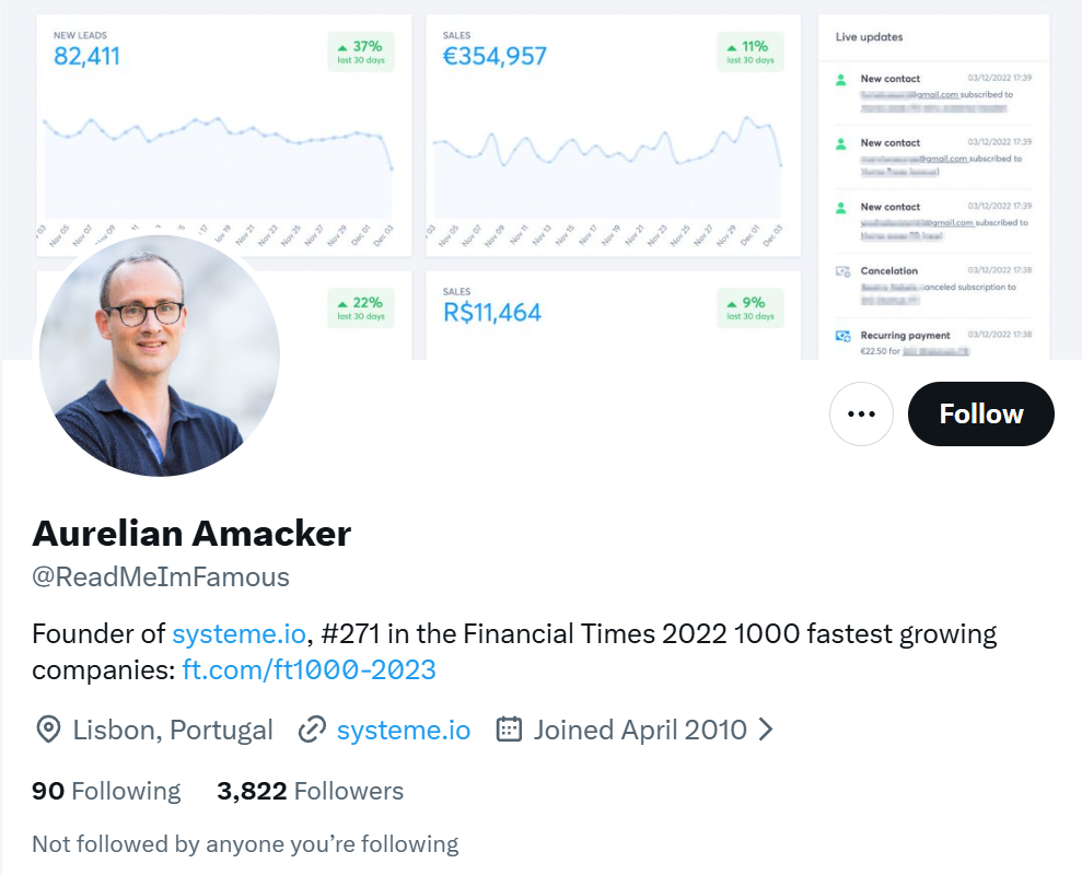 Systeme.io Founder - Aurelian Amacker
