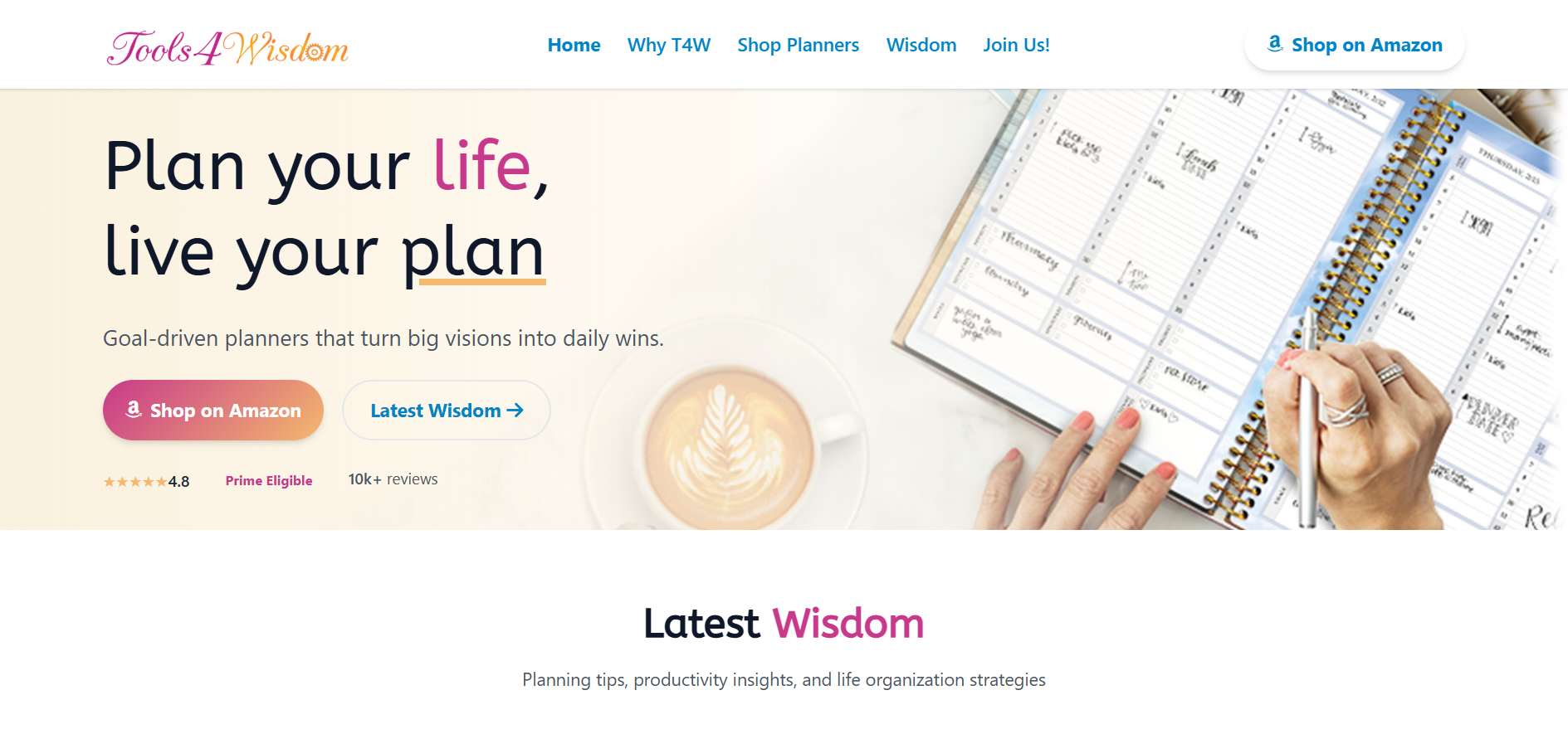 Tools4Wisdom Homepage - Purpose-driven planning system for high achievers