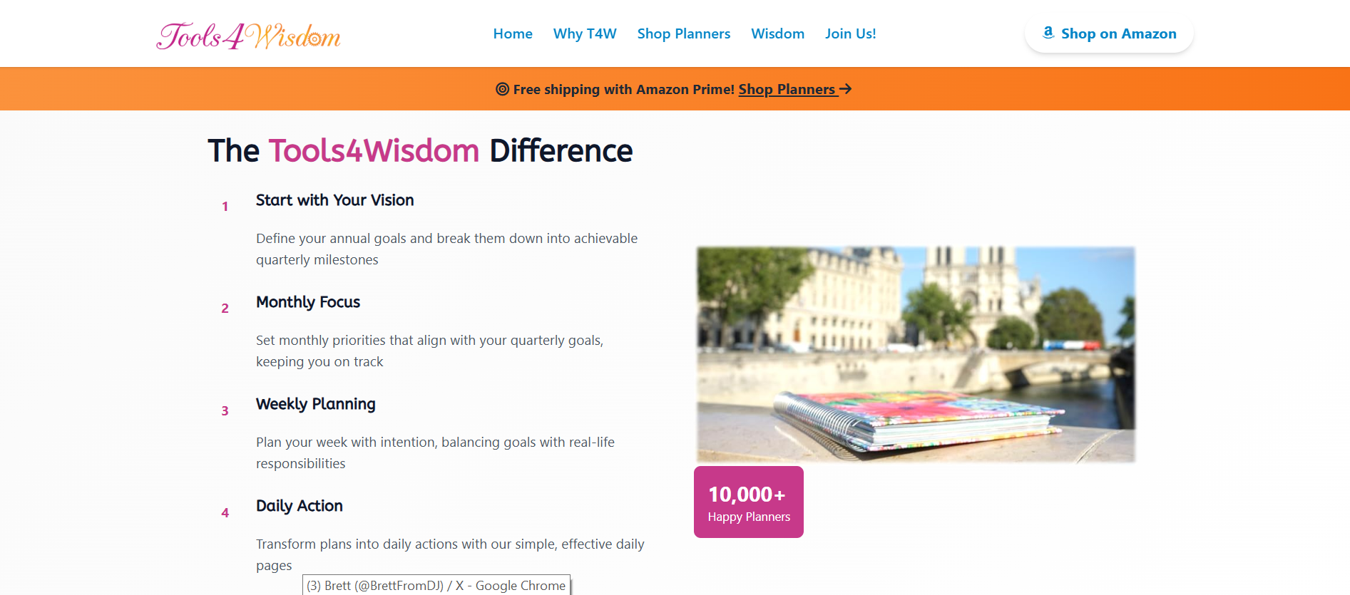 Tools4Wisdom Features - Goal-setting framework, weekly priorities, and daily time-blocking