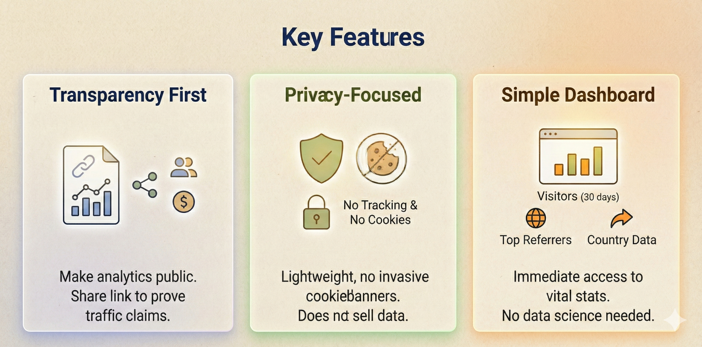 TrustVisitors Features - Transparency first, privacy-focused, and simple dashboard