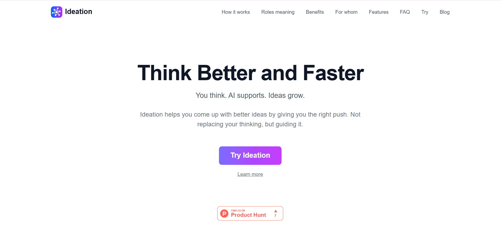 TryIdeation Homepage - Anti-AI brainstorming tool for deep thinkers