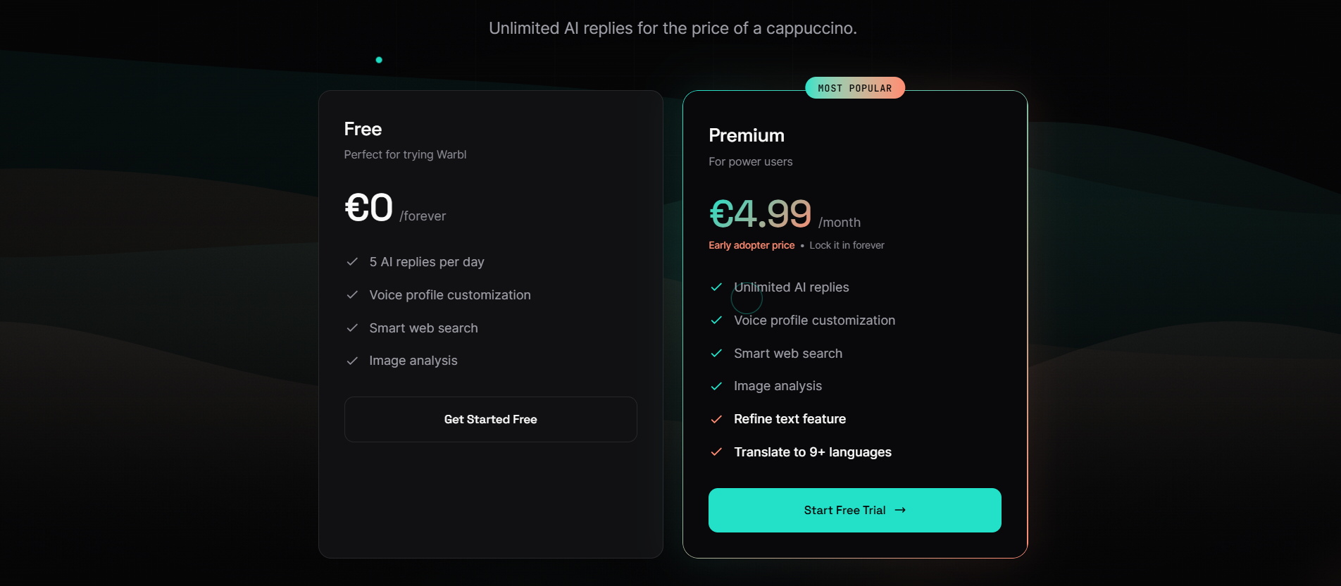 Warbl pricing information